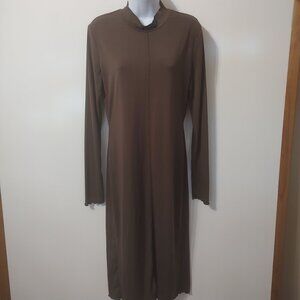 Women's H&M stretchy army green long sleeve, maxi dress in size large